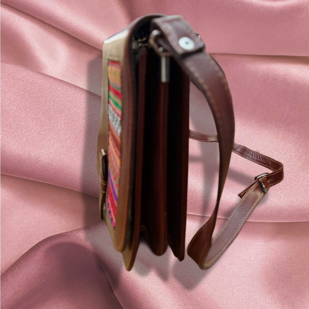 Brown Handcrafted Artesian Leather Crossbody Bag … - image 2